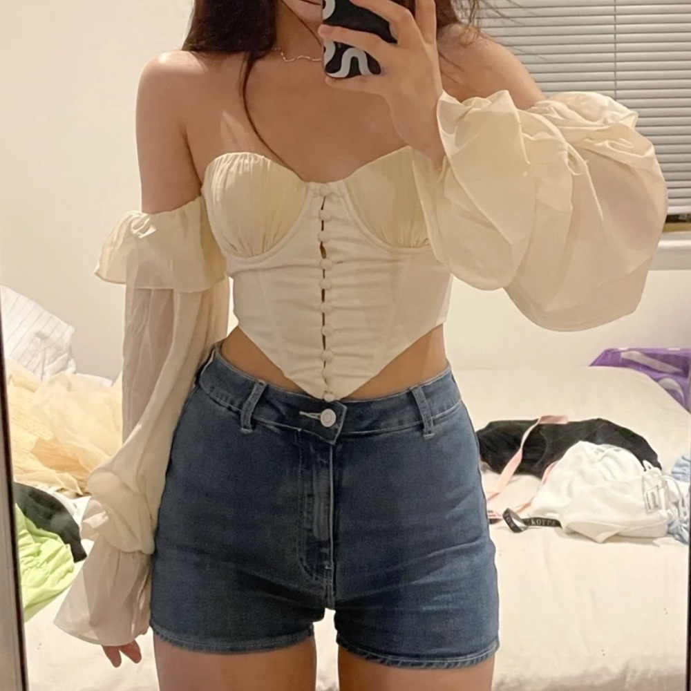 Oh Polly Puff Sleeve Corset Top